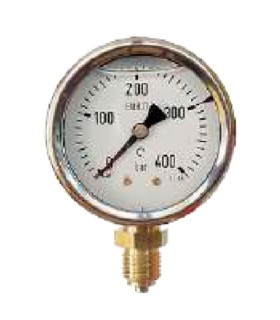 MANOMETRO RADIAL GLICERINA 0/400 BAR INOX.  Ø 68- R1/4G