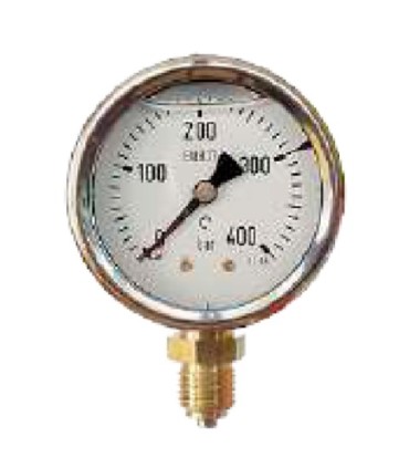 MANOMETRO RADIAL GLICERINA 0/400 BAR INOX.  Ø 68- R1/4G