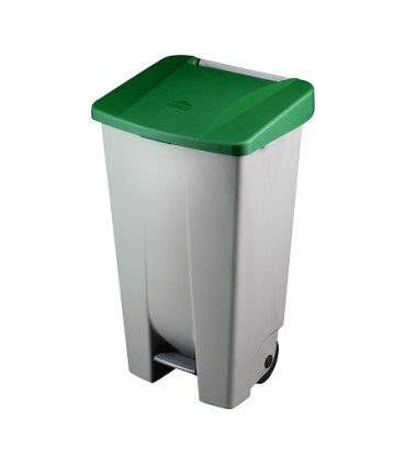 CONTENEDOR 120L C/PEDAL+RUEDAS TAPA VERDE