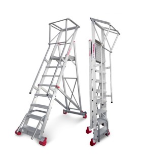 ESCALERA ALUMINIO ALMACEN 6 PELDAÑOS ALT. TRABAJO 3,26Mt. PLEGABLE