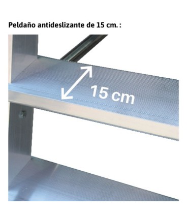 ESCALERA ALUMINIO ALMACEN 6 PELDAÑOS ALT. TRABAJO 3,26Mt. PLEGABLE