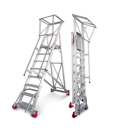 ESCALERA ALUMINIO ALMACEN 5 PELDAÑOS ALT. TRABAJO 3 Mt. PLEGABLE