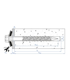 TORNILLO HORMIGÓN M6.5 X 80 C/AR. GOMA P-16