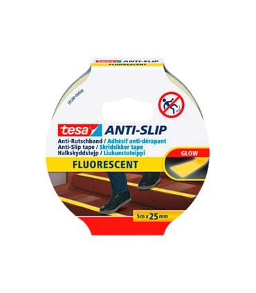 ROLLO CINTA ANTIDESLIZANTE FLUORESCENTE 25mm x 5m