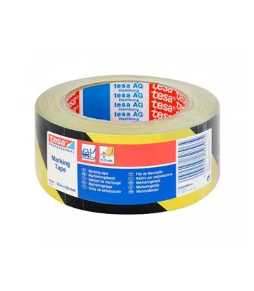 ROLLO CINTA ADH. SEÑALIZACION AMARILLA-NEGRA 50mm x 33m