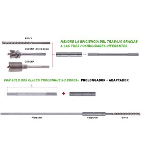 EXTENSION HEMBRA P/BROCA MARTILLO SDS-MAX 750mm