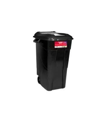 CONTENEDOR RESIDUOS 120L NEGRO + TAPA NEGRA SIN PEDAL