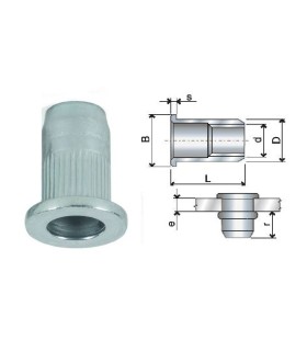 TUERCA REMACHABLE ACERO RANURADA CON VALONA M4 (0,5-3mm)