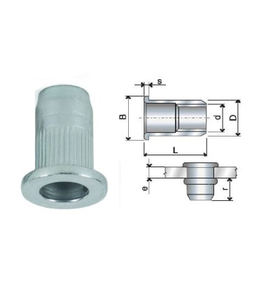 TUERCA REMACHABLE ACERO RANURADA CON VALONAM6 (0,5-3mm)