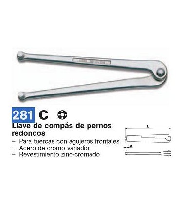 LLAVE COMPAS PUNTOS Ø3mm 12-60mm L160mm