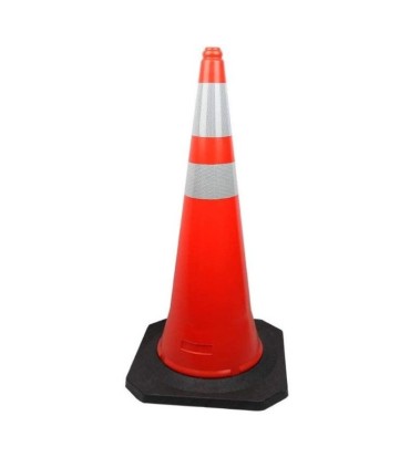 CONO SEÑAL PVC  CON 1 O 2 REFLECTANTES 50cm BASE GOMA NEGRA