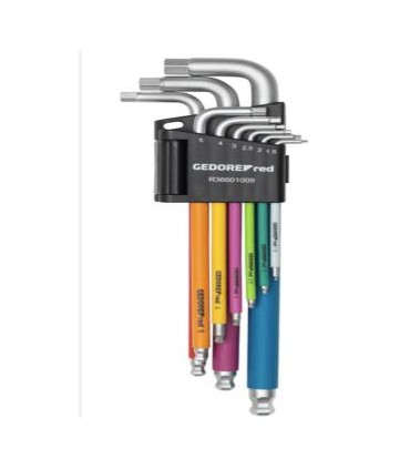 Juego de llaves Acodadas hexag. cromáticas 1.5-10 mm 9 pcs GEDORE