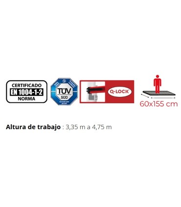 ANDAMIO MOVIL PROFESIONAL TELESCOPICO TRABAJO 3,35-4,75 Mts