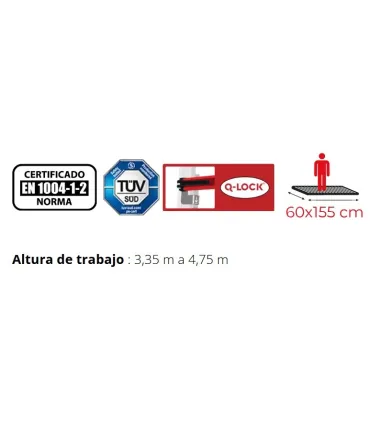ANDAMIO MOVIL PROFESIONAL TELESCOPICO TRABAJO 3,35-4,75 Mts