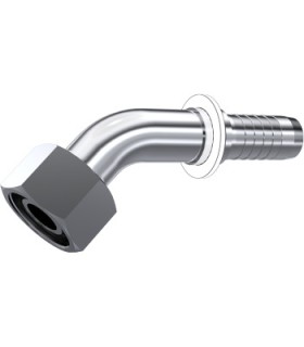 HEMBRA GIRATORIA MÉTRICA 45° C/JUNTA TÓRICA INOX Ø 28 L M36X2 DN 3/4"