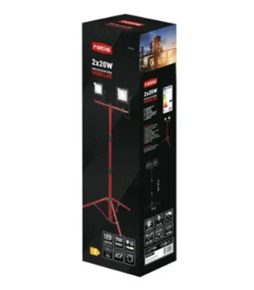 FOCO DOBLE PROYECTOR LED 20W + 20W LED CON TRIPODE 3760 LUMENS IP65