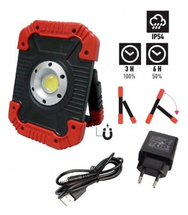 FOCO TRABAJO LED 10W C/ BATERIA LITIO+SOPORTE SUELO, CARGADORES