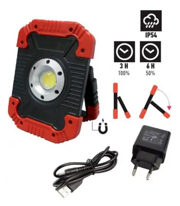 FOCO TRABAJO LED 10W C/ BATERIA LITIO+SOPORTE SUELO, CARGADORES
