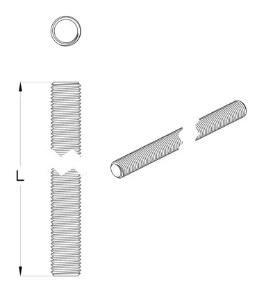 VARILLA ROSCADA DIN 975 NYLON M8 L-1000mm