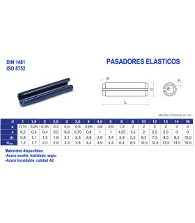 MANGUITO PASADOR ELASTICO DIN 1481 INOX A2 8x100