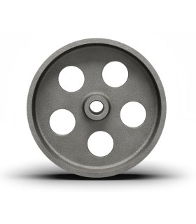 RUEDA EJE PASANTE HIERRO  Ø140X35 EJE 15MM 300KG