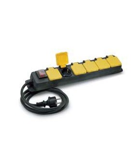 BASE MULTIPLE 6 TOMAS 2P+T CABLE GOMA (IP-44)