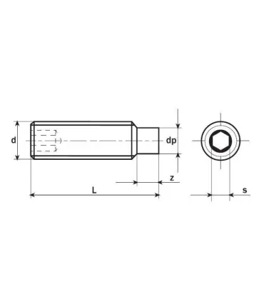 M12x40 ESPARRAGO ALLEN C/PIVOTE DIN 915 45H ACERO NEGRO