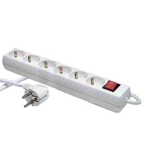 BASE MULTIPLE 6 TOMAS + PULSADOR CABLE 1,5 MT