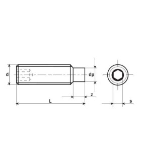 M6x30 ESPARRAGO ALLEN C/PIVOTE DIN 915 45H ACERO NEGRO