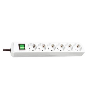 BASE MULTIPLE 6 TOMAS + PULSADOR CABLE 3MT BLANCO
