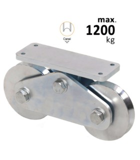 POLEA TANDEM PUERTA 120X20U GUIA REDONDA Ø20 1.200Kg