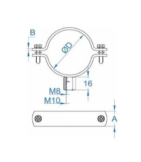ABRAZADERA REFORZADA ZINCADA M.8+M10 Ø 54mm.