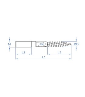 TORNILLO TIRAFONDO INOX-A2 ABRAZADERA M-10x100
