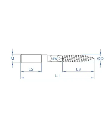 TORNILLO TIRAFONDO INOX-A2 ABRAZADERA M-10x100