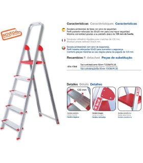 ESCALERA GAYNER ALUM.TIJERA 5 Peld.+Barand
