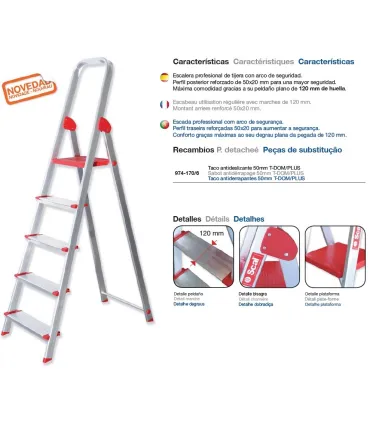 ESCALERA GAYNER ALUM.TIJERA 5 Peld.+Barand