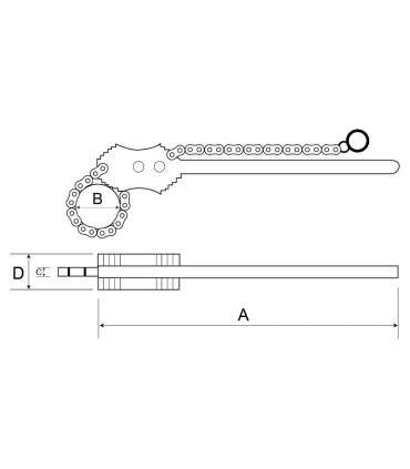 LLAVE DE CADENA REVERSIBLE 12"-Ø400mm L 1300mm Peso 20kg