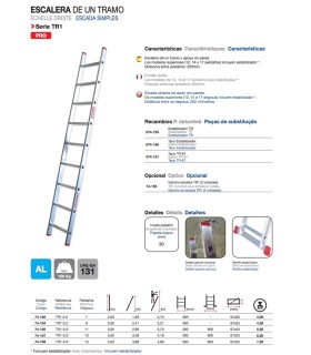 ESCALERA ALUM 1 TRAMO 6 (7) PELD 2,00Mt EN1106