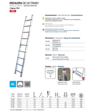 ESCALERA ALUM 1 TRAMO 6 (7) PELD 2,00Mt EN1106