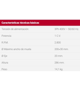 ESMERILADORA SUPERLEMA E-1 1CV SIN MUELAS 2800 RPM