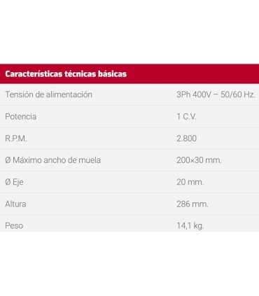 ESMERILADORA SUPERLEMA E-1 1CV SIN MUELAS 2800 RPM