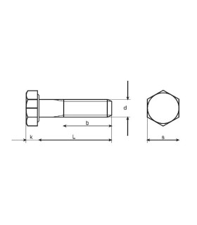 M30X320 TORNILLO HEXAGONAL DIN 931 8.8 NEGRO