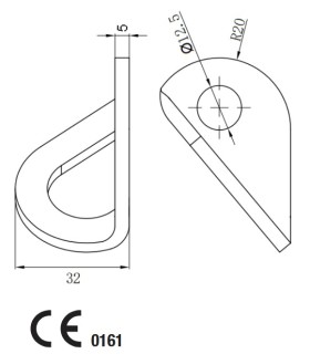 PLACA ANCLAJE LINEA VIDA INOX Ø12mm