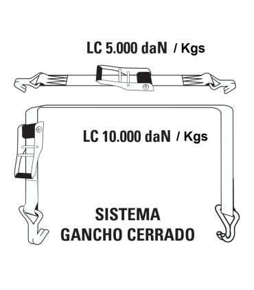 JUEGO TRINCAJE (TENSOR+CINTA) 75mmx10Mt G/CERRADO 10.000KG