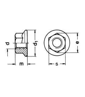 TUERCA C/ARANDELA ZINCADA M-6 DIN-6923 GRAFILADA