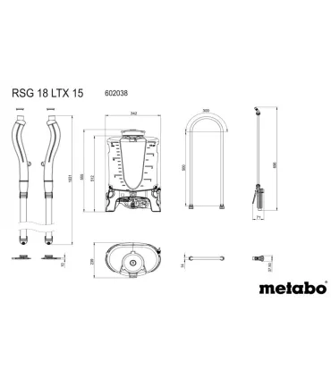 PULVERIZADORA MOCHILA A BATERIA METABO RSG18LTX15 **SIN BATERIA