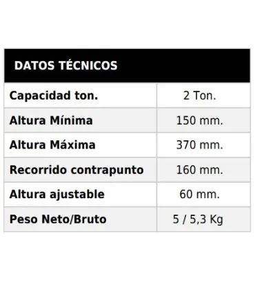 GATO BOTELLA TELESCOPICO 2 TON 150/370mm