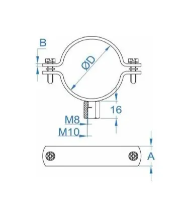 ABRAZADERA REFORZADA ZINCADA M.8+M10 Ø 28mm.