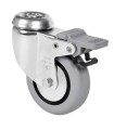 RUEDA GIRAT. PLETINA Ø 100 GOMA GRIS FRENO 1-0303 70Kg