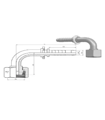 HEMBRA GIRATORIA 90º MÉTRICA CONO24º/60º  Ø 10L  M16X1.5 DN 3/8"